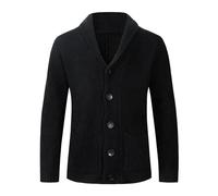 OHXSM Cardigan en tricot épais pour homme, a-noir, XXL
