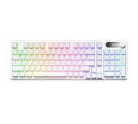 OHY Clavier de jeu à 96 % avec écran multimédia couleur, XVX sans fil remplaçable à chaud, montage sur joint RVB, stabilisateur pré-lubrifié pour Mac/Win, blanc