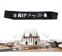 OHYANYAO Écharpe « RIP to My 20s », Décoration d'anniversaire, Ruban de Satin, Articles de Fête, pour Femmes et Décorations de Fête d'anniversaire et de Bal de Promo pour Hommes (Noir)