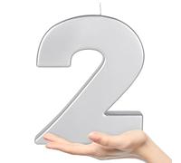 OHYEAH - Lot de 1 bougie numéro 2 en argent - Bougies d'anniversaire originales - Cierges d'anniversaire - Bougies chiffres - Bougies de rencontre métallique anniversaire - Bougie XXL