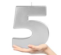 OHYEAH - Lot de 1 bougie numéro 5 en argent - Bougies d'anniversaire originales - Cierges magiques - Bougies chiffres - Bougies de rencontre métallique anniversaire - Bougie XXL
