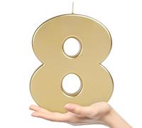 OHYEAH - Lot de 1 bougie numéro 8 dorées - Bougies d'anniversaire originales - Cierges magiques - Bougies chiffres - Bougies de réalisation métallique anniversaire - Bougie XXL