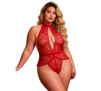 ohyeahlady Body Femme Sexy Chic Dentelle Curvy Grande Taille M-L,Rouge