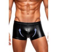 ohyeahlady Boxer Cuir Homme Calecon Moulant Personnalise Slip Chic Mini Short Tenue Club Libertin Sissy Lingerie Cuir sous Vetement Jockstrap Boxershort L,Noir