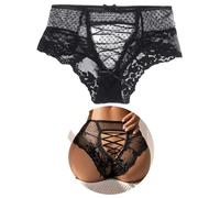 ohyeahlady Culotte Ouverte Coton Taille Haute Tanga Fendu Chic Dentelle String Femme Sexy Chic Hot Ouvert Grande Taille Slip Bresilien sous Vetements Feminins Womens Underwear Shorties Noir,M