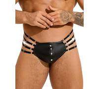 ohyeahlady Latex String Ficelle Ouvert Homme Sexy Cuir Slips Hot Mini Slip Taille Basse Poche Jockstrap Latex Lingerie Sexy Homme Hot Sissy Lingerie et Vêtements Clubwear Punk(XXL,Noir)
