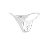 ohyeahlady Mini String Ficelle Femme Ouvert Chic Hot String Ficelle Fendue Strass Broderie Bikini Grande Taille Tanga sans Couture Coton Culotte Slips Tenu Thong T-Back sous Vetement XL,Blanc