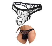 ohyeahlady Mini String Homme Transparent String Chic Tanga Hot Taille Baisse Mini Slip Brésilien Slip Tenue Sissy Lingerie Dentelle sous Vêtements S-XXL