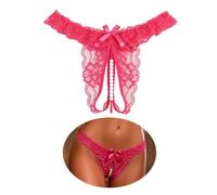 ohyeahlady Mini String Ouvert À l'entrejambe avec Perles Grande Taille | Culotte Ouverte Entrejambe,Mini Tanga Fendu,String Chic Hot Ficelle,Tenue Hot,Dessou,Lingerie Vetement,Maillot De Bain,Bikini