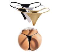 ohyeahlady Simili Cuir Mini String Ficelle Femme Sexy Érotique Grande Taille Micro String de Bain Hot Ouverte Bikini Culotte Tanga Chic Slip sous-vêtements Féminins T Back 3 Pack,XL