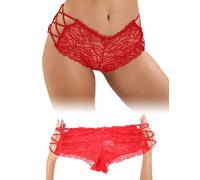ohyeahlady String Femme Sexy Chic Hot Ficelle Tanga Dentelle Transparente String sans Couture Invisible Coton Culotte Erotique Hot Dentelle Tenue Hot Boxer Shorties sous Vetements Feminins(XL,Rouge)