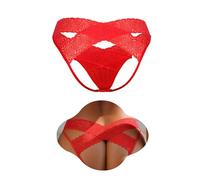 ohyeahlady Tanga Dentelle Ouvert Derriere String Ouvert à l'entrejambe Femme Grande Taille Culotte Fendue Sexy éRotique String Sexy Chic Hot Ficelle Tenu Hot Ouverte sous Vetements Feminins M,Rouge
