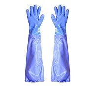OHYER 1 paire Gants Longs en Caoutchouc Imperméables PVC Gants de Travail Imperméables Gants à Manches Longues en PVC Résistant Aux Acides et Alcalis Gants pour Industrie Agriculture Pêche (67cm Bleu)