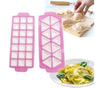 OHYER 2 pièces Moule et Pâte Pression Boulette Maker Pie Ravioli Moule à Ravioli Carré Facile à Nettoyer plaque à raviolis moule moule à chaussons plastique Avec 35 grilles Carré et triangle (Pink)