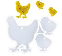 OHYER Moule en Silicone Coaster Moule Tapis de Bol Moule Resine Carillon Éolien 3D de Cuisson Chocolats Maison Gaufres Motif de la poule blanche en silicone Clé pendentif DIY bijoux Cristal (11.5*8.7)