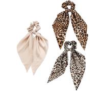 OHYER petit elastique cheveux liens de cheveux élastique Silk scrunchies Tressée pour Petites Dreadlocks Mini Chouchous Coloré Pour dames et filles Nœuds (Imprimé léopard, 37 * 10 cm)