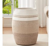 OIAHOMY Laundry Hamper Corde tissée Large Clothes Hamper 25,6" Height Tall Laundry Basket with Extended Handles for Storage Clothes Toys in Bedroom, Bathroom, Foldable (Gradient Yellow)