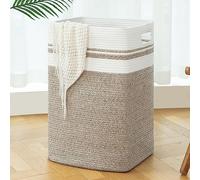 OIAHOMY Panier à linge pliable en corde de coton, panier de rangement tissé pour couvertures, vêtements, oreillers (91 L, 40,6 x 38,1 x 61 cm, jaune)