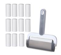Oiamker Lot de 12 rouleaux avec 1 dévidoir, extra adhésif, pour vêtements, cheveux, poils de chat, poils de chien, 60 feuilles/rouleaux