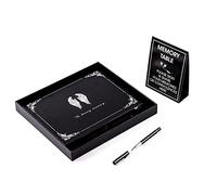 OIAMTO Livre d'or funéraire - Couverture rigide « In Loving Memory » - Livre d'or « Celebration of Life » - Couverture en cuir argenté gaufré - 210 entrées d'invités avec nom et adresse.