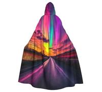OIBNKCN Cape à capuche Aurora at the Highway pour homme et femme - Durable et élégante - Noire avec capuche pour Halloween, cosplay et plus encore.