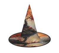 OIBNKCN Chapeau de sorcière en forme de feuilles d'érable sous le coucher du soleil - Parfait pour les femmes, les hommes, chapeau de sorcière à suspendre et pour une utilisation en fête