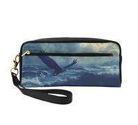 OIBNKCN Eagles spreading their wings on the waves Trousse de maquillage de voyage polyvalente - Impression double face, organiseur de cosmétiques en cuir synthétique ultra doux pour femme, cadeau de