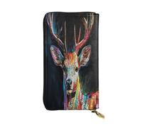 OIBNKCN Focused Sika Deer Portefeuille en cuir de qualité supérieure avec fermeture éclair en métal, plusieurs emplacements pour cartes et espèces, cadeau idéal pour elle ou lui
