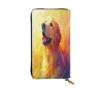 OIBNKCN Golden retriever Portefeuille en cuir de qualité supérieure avec fermeture éclair en métal, plusieurs emplacements pour cartes et espèces, cadeau idéal pour elle ou lui