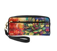OIBNKCN Mystérieuse trousse de maquillage de voyage polyvalente abstrait succulent - Impression double face, organiseur de cosmétiques en cuir synthétique ultra doux pour femme, cadeau de fête des