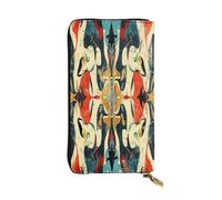 OIBNKCN Mystérieux portefeuille symétrique en cuir de qualité supérieure avec fermeture éclair en métal, plusieurs emplacements pour cartes, poches pour espèces, cadeau idéal pour elle ou lui