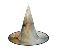 OIBNKCN Peinture de paysage poétique Halloween Chapeau de sorcière - Parfait pour les femmes, les hommes, chapeau de sorcière décoration pour accrocher et utiliser une fête