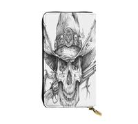 OIBNKCN Serious Skeleton Portefeuille en cuir de qualité supérieure avec fermeture éclair en métal, plusieurs emplacements pour cartes et espèces, cadeau idéal pour elle ou lui