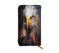 OIBNKCN The Awe Inspiring Eagle Portefeuille en cuir de qualité supérieure avec fermeture éclair en métal, plusieurs emplacements pour cartes et espèces, cadeau idéal pour elle ou lui