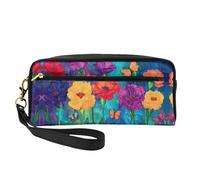 OIBNKCN The Blooming Rainbow Flower Trousse de maquillage de voyage polyvalente - Impression double face, organiseur de cosmétiques en cuir synthétique ultra doux pour femme, cadeau de fête des mères