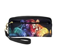 OIBNKCN The Colorful Tiger in Sleep Trousse de maquillage de voyage polyvalente - Impression double face, organiseur de cosmétiques en cuir synthétique ultra doux pour femme, cadeau de fête des mères