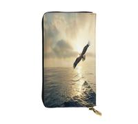 OIBNKCN The Eagle Soaring Portefeuille en cuir de qualité supérieure avec fermeture éclair en métal, plusieurs emplacements pour cartes et espèces, cadeau idéal pour elle ou lui