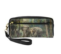 OIBNKCN The Elephant Walking Trousse de maquillage de voyage polyvalente - Impression double face, organiseur de cosmétiques en cuir synthétique ultra doux pour femme, cadeau de fête des mères et