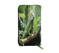 OIBNKCN The Green lizard Portefeuille en cuir de qualité supérieure avec fermeture éclair en métal, plusieurs emplacements pour cartes et espèces, cadeau idéal pour elle ou lui