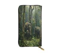 OIBNKCN The Herd of Elephants Portefeuille en cuir de qualité supérieure avec fermeture éclair en métal, plusieurs emplacements pour cartes et espèces, cadeau idéal pour elle ou lui