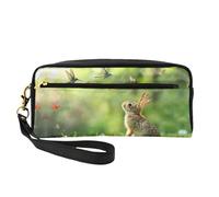 OIBNKCN The lively Little Rabbit Trousse de maquillage de voyage polyvalente - Impression double face, organiseur de cosmétiques en cuir synthétique ultra doux pour femme, cadeau de fête des mères et