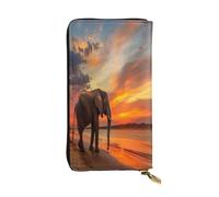 OIBNKCN The Lonely Elephant Portefeuille en cuir de qualité supérieure avec fermeture éclair en métal, plusieurs emplacements pour cartes et espèces, cadeau idéal pour elle ou lui