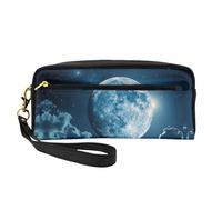 OIBNKCN The Silver Moon Trousse de maquillage de voyage polyvalente - Impression double face, organiseur de cosmétiques en cuir synthétique ultra doux pour femme, cadeau de fête des mères et