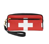 OIBNKCN Trousse de maquillage de voyage polyvalente avec drapeau suisse - Impression double face, organiseur de cosmétiques en cuir synthétique ultra doux pour femme, cadeau de fête des mères et