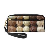 OIBNKCN Trousse de maquillage de voyage polyvalente avec motif boules de crème glacée - Impression double face, organiseur de cosmétiques en cuir synthétique ultra doux pour femme, cadeau de fête des