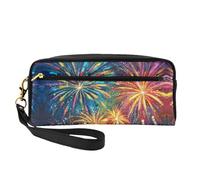 OIBNKCN Trousse de maquillage de voyage polyvalente avec motif de fleurs colorées comme des feux d'artifice, impression double face, organiseur de cosmétiques en cuir synthétique ultra doux pour femme