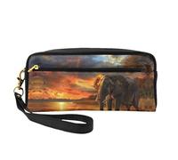 OIBNKCN Trousse de maquillage de voyage polyvalente avec motif éléphants africains - Impression double face, organiseur de cosmétiques en cuir synthétique ultra doux pour femme, cadeau de fête des