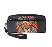 OIBNKCN Trousse de maquillage de voyage polyvalente avec tête de lion colorée mystérieuse - Impression double face, organiseur de cosmétiques en cuir synthétique ultra doux pour femme, cadeau de fête