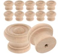 OIDANCLE 12 Pièces Bouton de Commode en Bois Champignon, Style Simple pour | Bois et Alliage, Teinte Kaki, Installation Facile, Usage DIY et Rénovation Maison