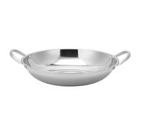 OIDANCLE Wok Fin Cuisson en Acier Inoxydable Argenté, Double Poignée | Creuset Wok, Accessoire Cuisine pour Fondue Chinoise, la Cuisine Wok, Usage Maison et Présent